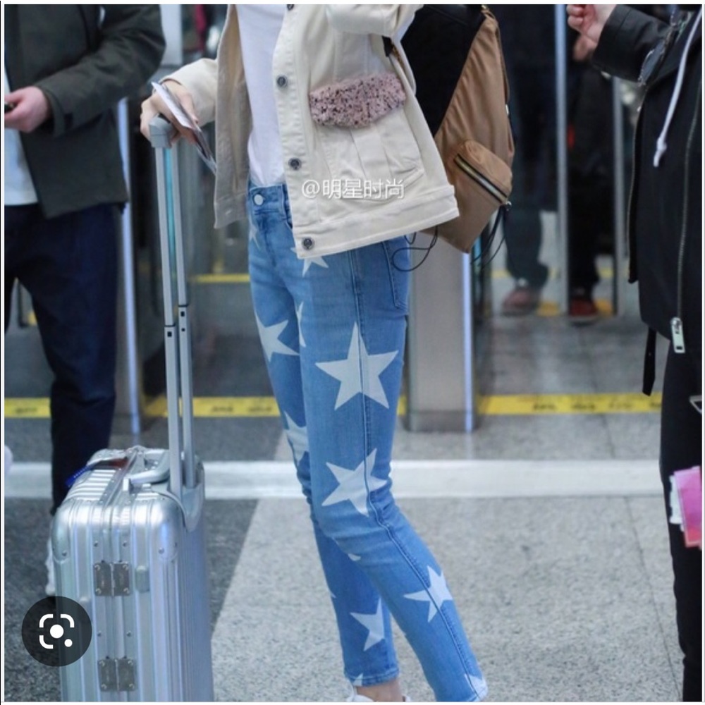 Stella McCartney Light Blue Star-Print Cropped Jeans